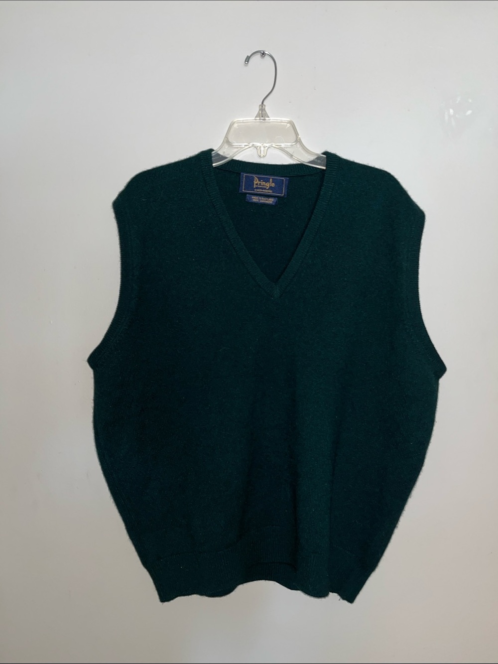 Pringle of Scotland Green V-neck Cashmere Sweater Sleeveless Vest Sz M